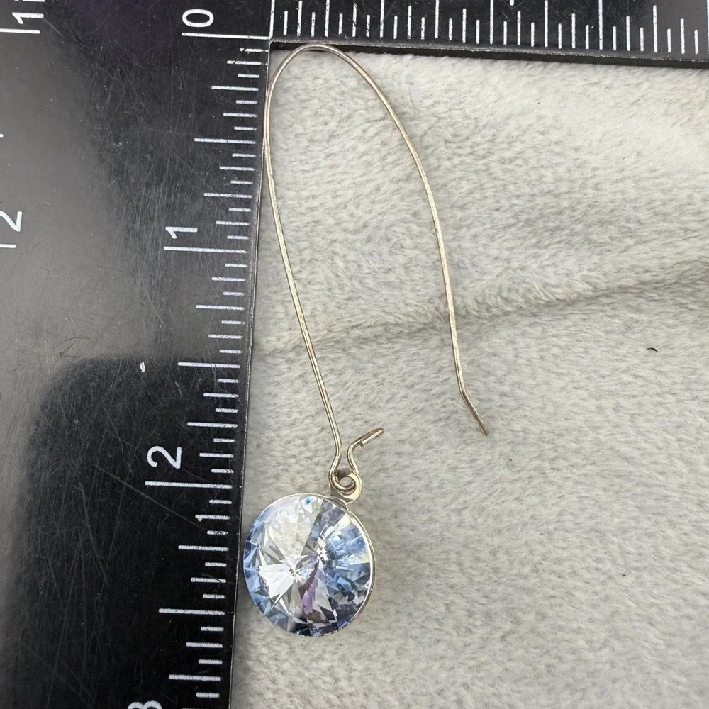 Pierced Dangle Drop Rhinestone Silver Tone Lori Smith‎ Earrings